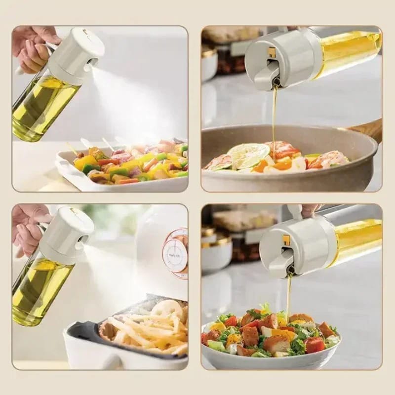 2 In 1 Oil Spray Jug Oil Dispenser Bottle With Fine Mist Sprayer For Cooking, Air Fryer, BBQ And Salad Dressing