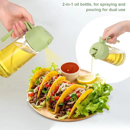 2 In 1 Oil Spray Jug Oil Dispenser Bottle With Fine Mist Sprayer For Cooking, Air Fryer, BBQ And Salad Dressing